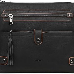 Classic Faux Leather Crossbody Bag – Black